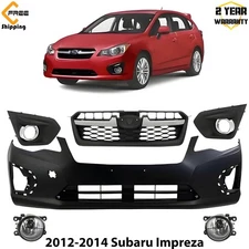 Front Bumper Cover Primed & Grille Assembly Kit For 2012-2014 Subaru Impreza
