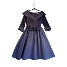 Eliza J Black Portrait Collar 3/4 sleeve cocktail dress Sz 10 portrait collar 