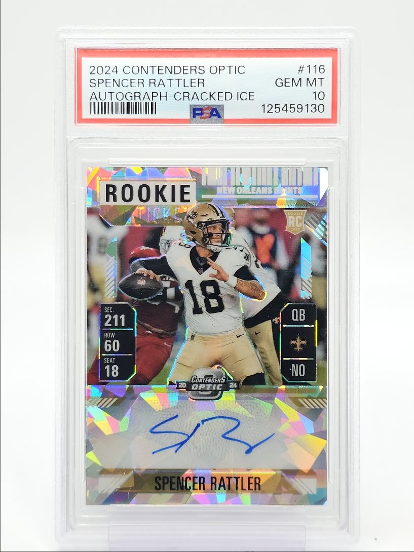 Spencer Rattler Panini Contenders Optic #116 Variation-Autograph-Cracked Ice