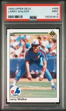 1990 UD #466 LARRY WALKER ROOKIE RC PSA 9