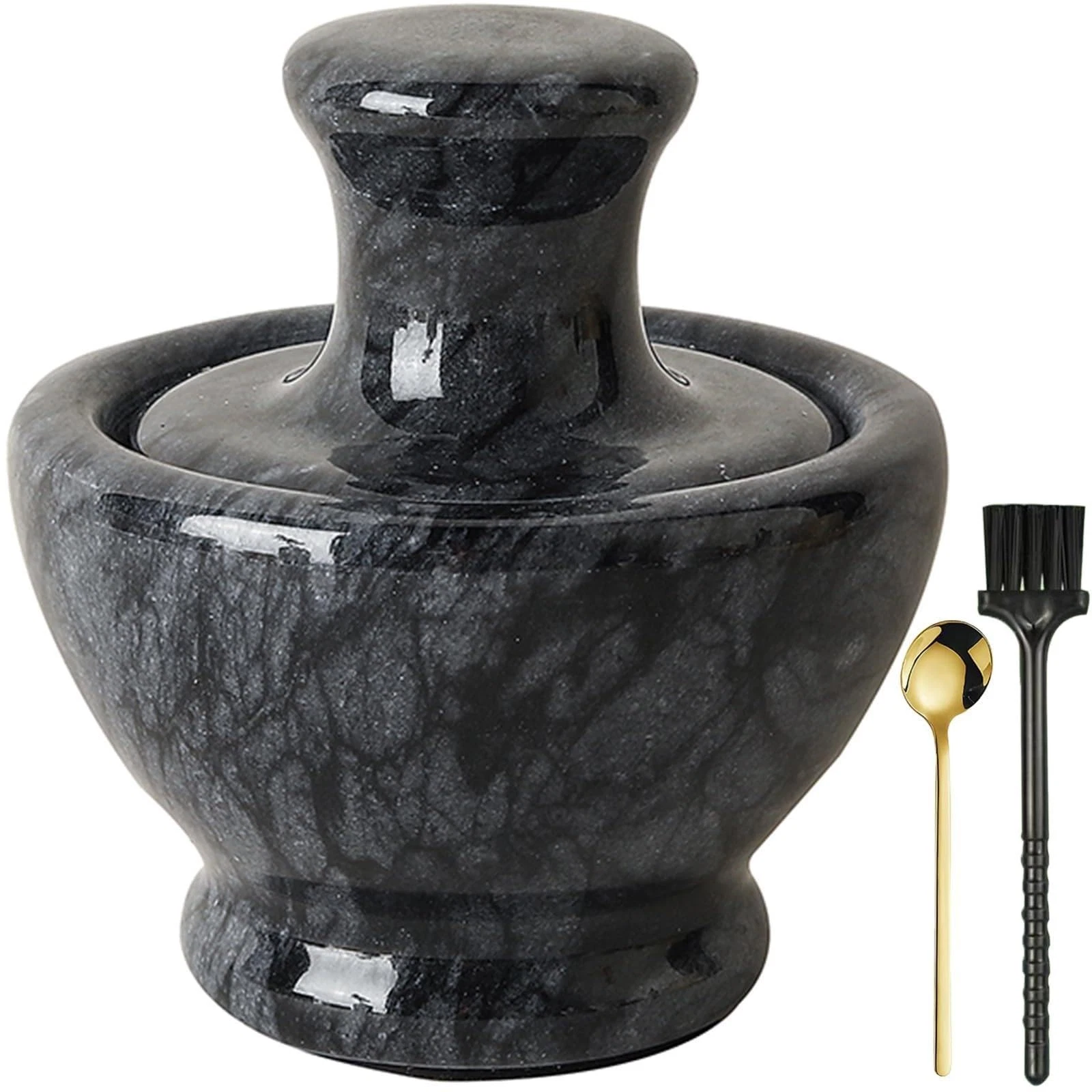 Marble Mortar and Pestle Set for Grinding Herbs Spice Seeds Guacamole Garlic ...