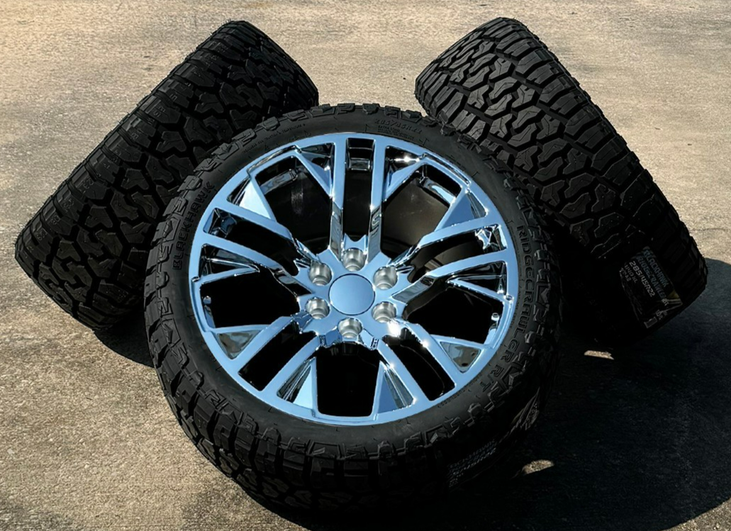 24'' Sierra Next Gen Wheels FR96 Chrome 33'' MT Tires Tahoe Yukon