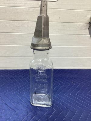 Gargoyle Mobiloil 1 Quart  Motor Oil Glass Diamond Bottle Spout ARCTIC Filpruf