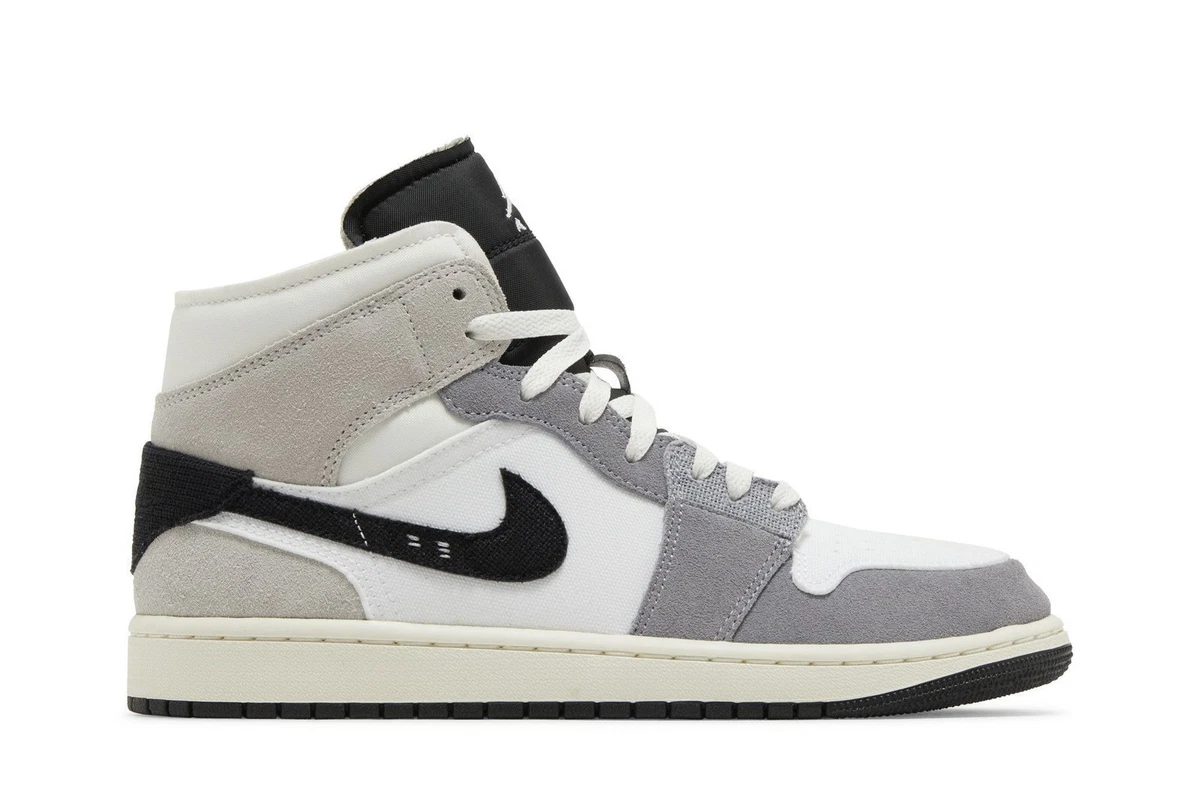 Size 13 Air Jordan 1 Mid SE Craft Black/Cement Grey-LT Graphite No Box Nike Air Jordan 1 Mid SE Craft Dark Smoke Grey Black FD8634  main image 3