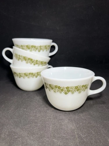 Set of 4 Vintage Pyrex Crazy Daisy Spring Blossom Coffee Mugs Tea Cups