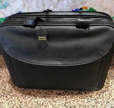 Authentic Dell Real Leather 17" Laptop Bag Briefcase w Strap