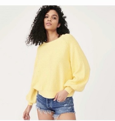 Free People Found My Friend Pullover Sweater In Sunshine Yellow  Size XS