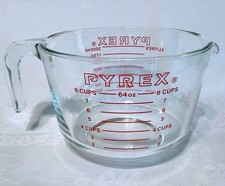 Vintage Red PYREX Glass Measuring Cup Metric & Imperial 2 Liter/8 Cup #565