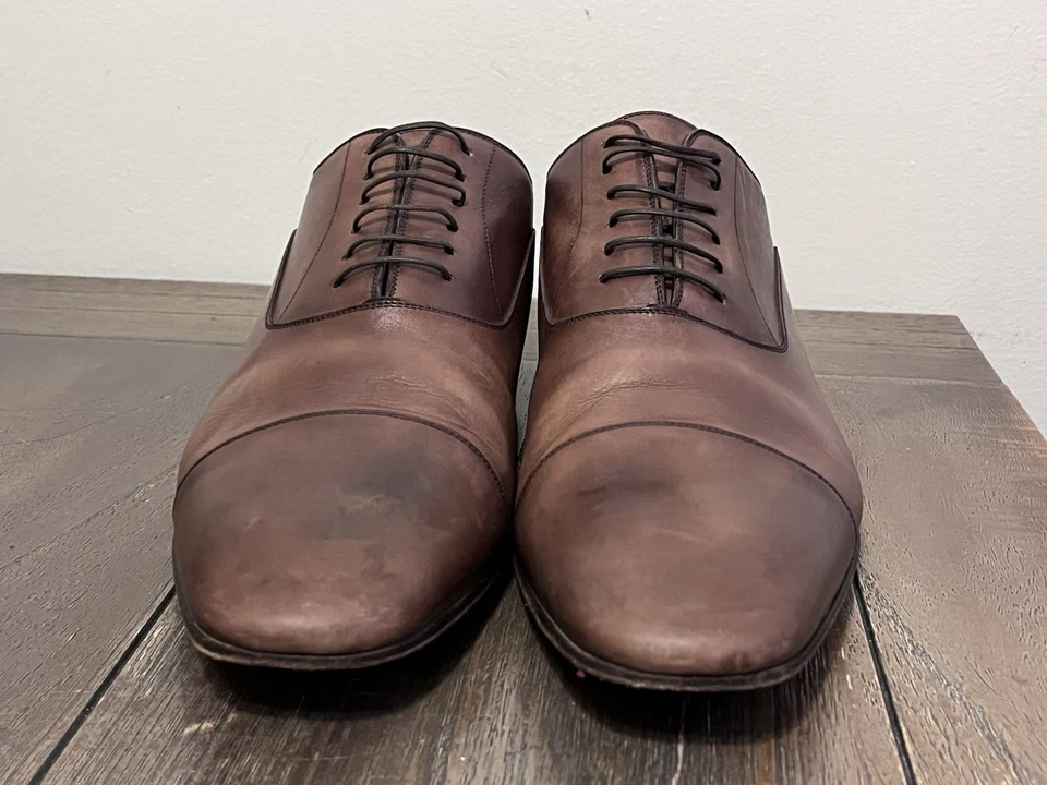 Christian Louboutin Greggo Cap Toe Oxford Shoes Brown Leather Size 46.5 Men 13.5 - Image 2 of 4