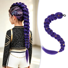 Braided Ponytail Extension Synthetic 28 Inch Purple Pre-Braided Lightweight