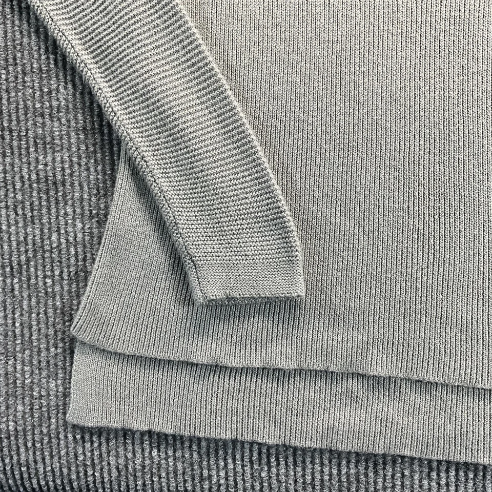 Helmut Lang Sweater Womens Medium Gray Ribbed Textured Scoop Neck Split Hem - Image 3 of 4