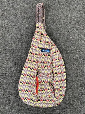 Kavu Zig Zag Rope Sling Bag Gray/Green Chevron Pattern Hiking Travel Camp Carry