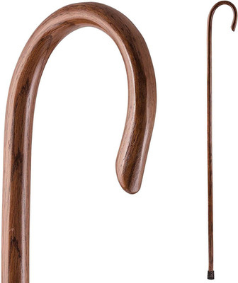 Brazos Handcrafted Wood Walking Stick, Oak, Crook Style Handle, for Men & Women,