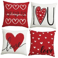 s Day Decorations-Pillow Covers 18x18 Set of 4, 18" x 18" Pack of 4 Valentine