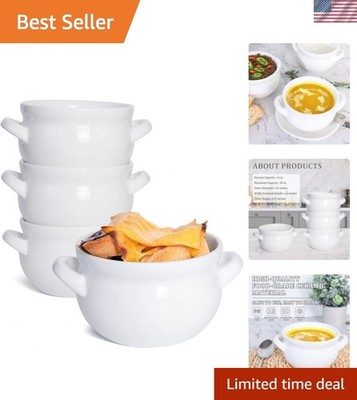 Soup Bowls with Handles, 16 Oz Ceramic French Onion Soup Bowls - Stackable Ov...