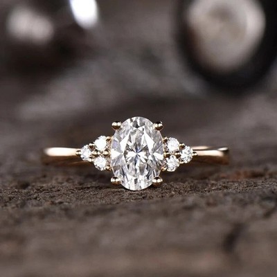 2 Ct Oval Cut Simulated Diamond Women's Engagement Ring 14k Yellow Gold Plated