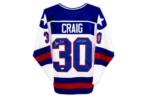 Jim Craig Autographed Custom White Team USA Olympics Jersey (1980 Gold) Beckett
