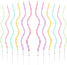 BBTO 48 Pieces Twisty Birthday Spiral Cake Candles with 6.7 inches, Colorful 
