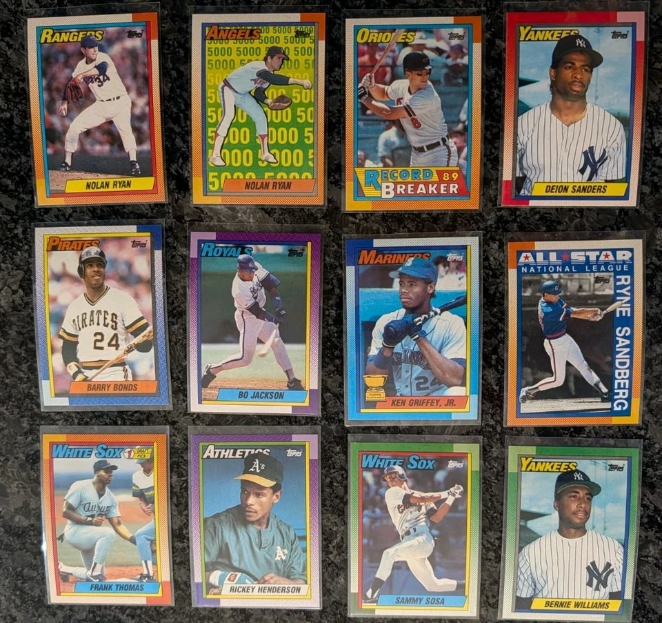 Juego completo de tarjetas de béisbol 1990 Topps MLB Frank Thomas, Ken Griffey Jr Foto 2 de 4