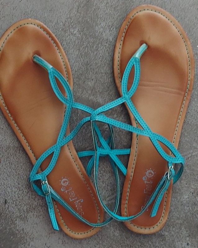 Sunny Feet Blue Strappy Sandals Size 10