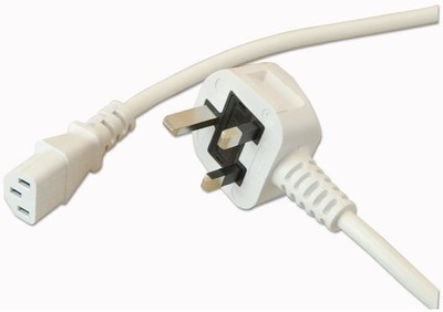 PRO ELEC - UK Plug to IEC C13 Socket Power Cable, 5m White