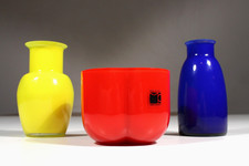 Trio vasi in vetro di Murano Carlo Moretti 8-13 cm firmati anni 90 circa