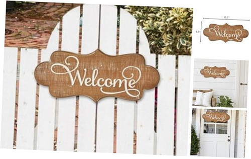 Hanging Farmhouse Outdoor Welcome Sign for Front Door 16 Inches, Distressed