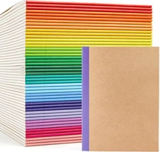 feela 48 Pack Composition Notebooks Bulk, Kraft Cover Lined 16 colors X3 