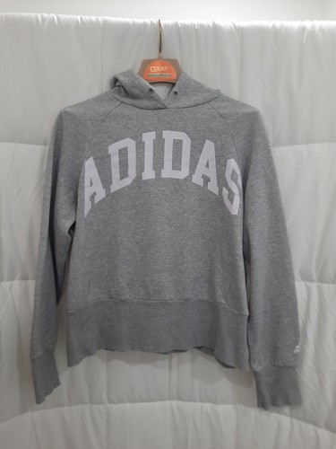 Gray Youth Medium Hoodie Adidas No String - Picture 2 of 7