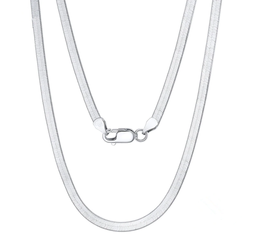 Sterling Silver 925 Plated Fine Flat Herringbone Snake Chain Women's Necklace - Picture 17 of 17