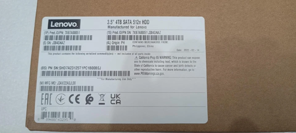 NEW RETAIL 7XB7A00051 ThinkSystem 3.5" 4TB 7.2K SATA 6Gb Hot Swap 512n HDD - Image 2 of 2