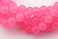 Dark Pink Dyed Jade Smooth Round Beads 6mm 8mm 10mm 15.5" Strand