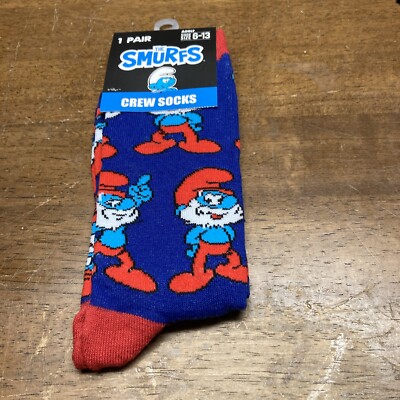 Smurfs Crew Socks Size 6 - 13 NWT