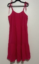 New In NWT Large Pink Tank Sundress Picnic Dress Adjustable Strap Cotton