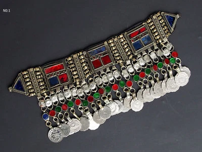 antik Afghan Nomaden orientalische tribaldance bellydance choker kette Necklac B - Bild 1 von 4