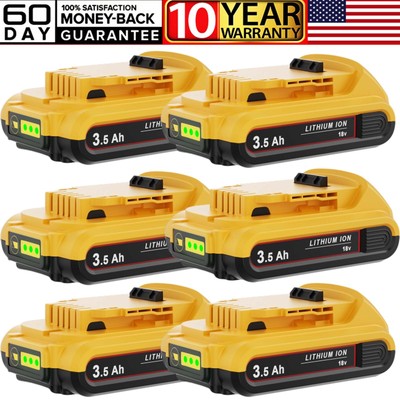 1-6X For Dewalt DCB201 20V Max Lithium-Ion Compact 3.0AH Battery DCB203 DCB206