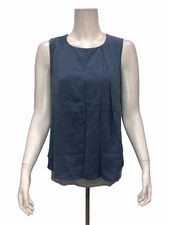 H by Halston Women's Color-Block Layered Sleeveless Woven Top Blue Size 6 