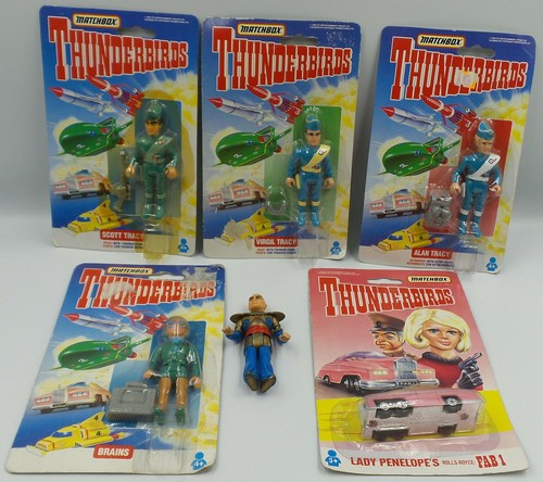 Lot 6 Figurines Matchbox Thunderbirds 1993 – Brains, Alain Tracy, Parker, Pénélope, Scott, Virgil