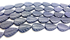 Blue Goldstone Leaf Teardrop Center Drill Approx. 20x15mm 16in. Strand 20 Pieces