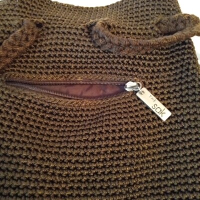 THE SAK Crocheted small Backpack BUCKET purse Bag drawstring 