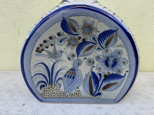 Large Rounded Tequila Jug Hand Painted in Mexico FLORERO HERRADURA GRANDE Blue - Picture 9 of 12