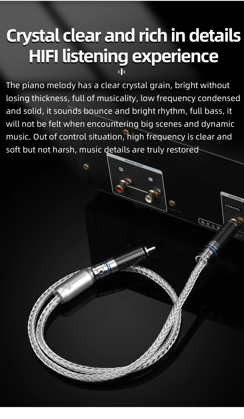 HIFI pure single crystal silver coaxial cable HiFi RCA 75 ohm digital subwoofer