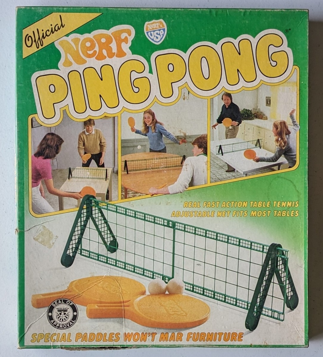 1982 Parker Brothers Official Nerf Ping Pong Set in Retail Box with  Instructions
