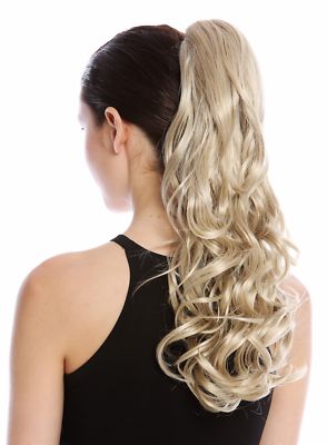 Haarteil Zopf Pferdeschwanz lang leicht gelockt Hellblond Blond 45cm SP-31-A-V