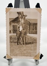 WW2 Era Photo U.S. GIs In Front Of Statue