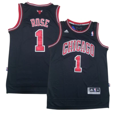 Derrick Rose MEN #1 Stitched Jersey Black/Red/White