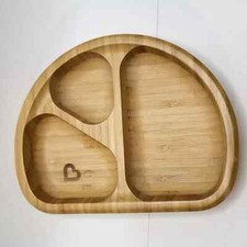 Infant 6 month Munchkin Bamboo Divided Suction Plate Child Kid Food Dish