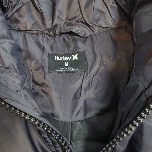 Hurley Chevron Chic Puffer Jacket Boy's M Black Navy - Picture 8 of 18