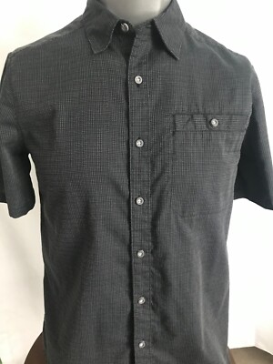 Merrell Mens Fits like Medium (Marked Large) Shirt Cotton Poly Black&Gray Check
