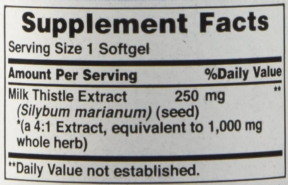 Paquete de 2 extractos concentrados de cardo mariano 4:1 1000 mg (silimarina) 180 sgls Foto 2 de 4